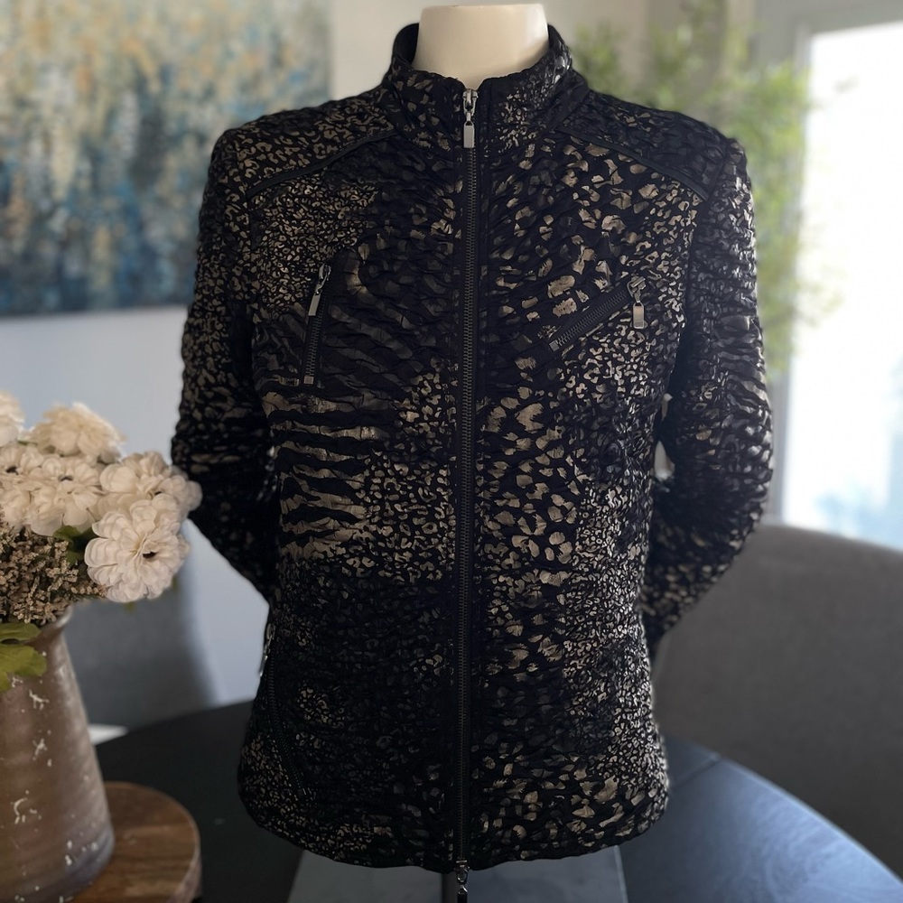 Women's “Cartise” Reptile Print Ruched Moto Jacket Size 10